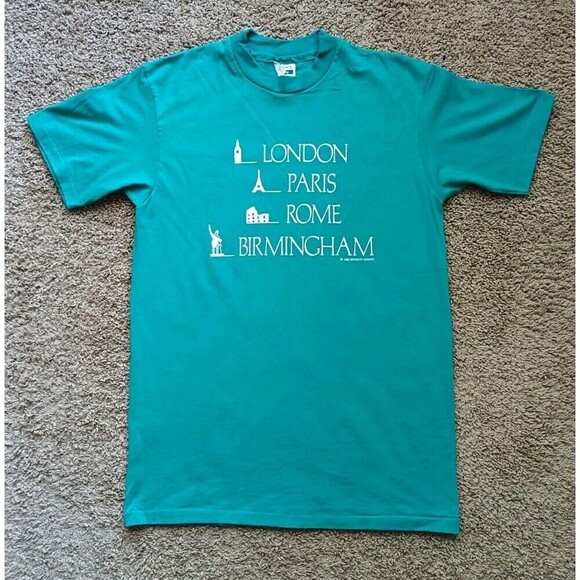 Hanes Other - Vintage London Paris Rome T-Shirt Men's Medium Green Short Sleeve